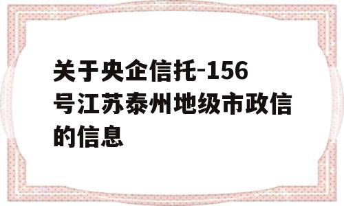 关于央企信托-156号江苏泰州地级市政信的信息