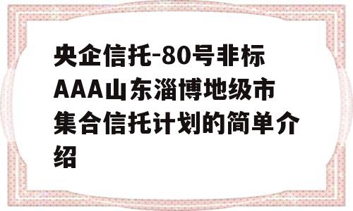 央企信托-80号非标AAA山东淄博地级市集合信托计划的简单介绍