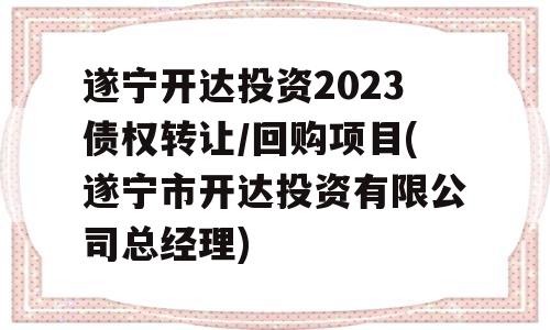 遂宁开达投资2023债权转让/回购项目(遂宁市开达投资有限公司总经理)