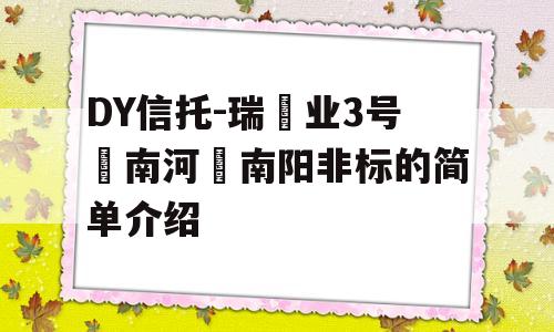 DY信托-瑞‬业3号‮南河‬南阳非标的简单介绍