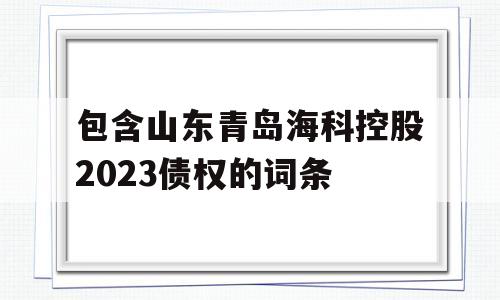 包含山东青岛海科控股2023债权的词条