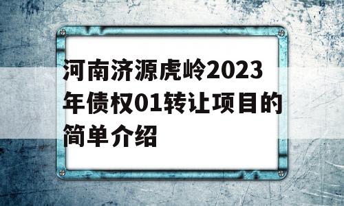 河南济源虎岭2023年债权01转让项目的简单介绍