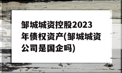 邹城城资控股2023年债权资产(邹城城资公司是国企吗)