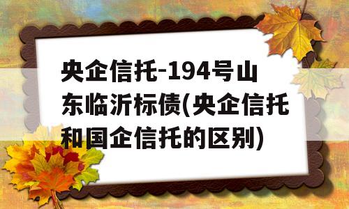 央企信托-194号山东临沂标债(央企信托和国企信托的区别)