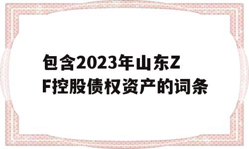 包含2023年山东ZF控股债权资产的词条