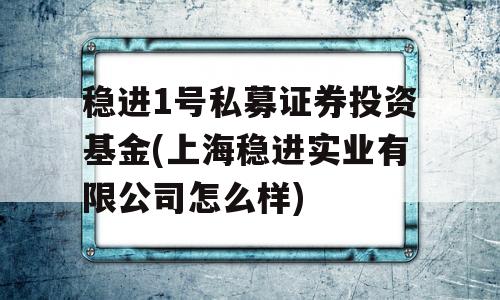 稳进1号私募证券投资基金(上海稳进实业有限公司怎么样)