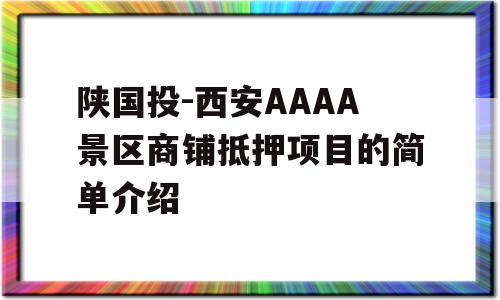 陕国投-西安AAAA景区商铺抵押项目的简单介绍