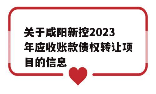 关于咸阳新控2023年应收账款债权转让项目的信息
