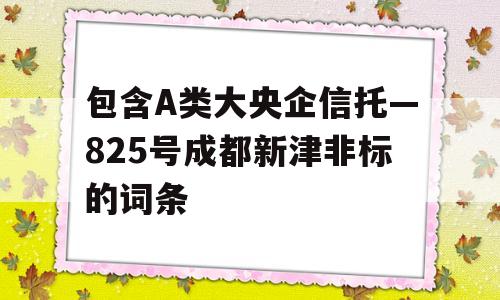 包含A类大央企信托—825号成都新津非标的词条