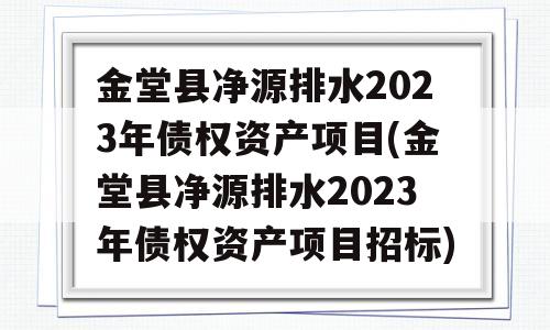 金堂县净源排水2023年债权资产项目(金堂县净源排水2023年债权资产项目招标)