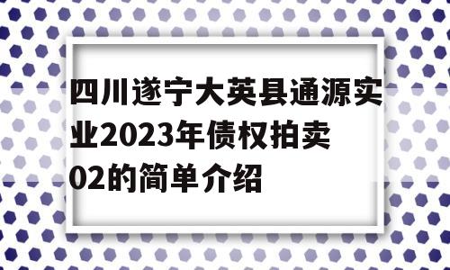 四川遂宁大英县通源实业2023年债权拍卖02的简单介绍