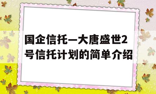 国企信托—大唐盛世2号信托计划的简单介绍