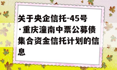 关于央企信托-45号·重庆潼南中票公募债集合资金信托计划的信息