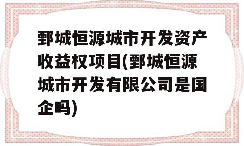 鄄城恒源城市开发资产收益权项目(鄄城恒源城市开发有限公司是国企吗)