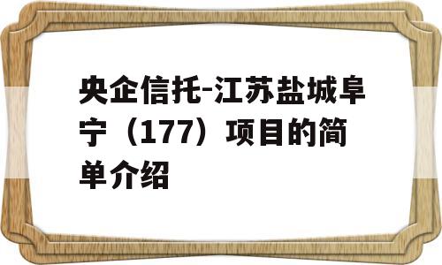 央企信托-江苏盐城阜宁（177）项目的简单介绍