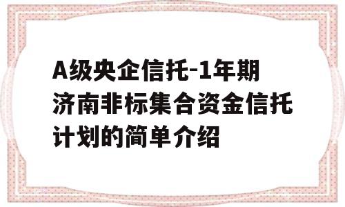 A级央企信托-1年期济南非标集合资金信托计划的简单介绍