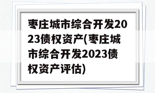 枣庄城市综合开发2023债权资产(枣庄城市综合开发2023债权资产评估)