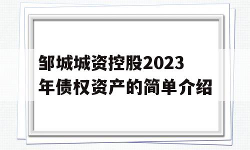 邹城城资控股2023年债权资产的简单介绍