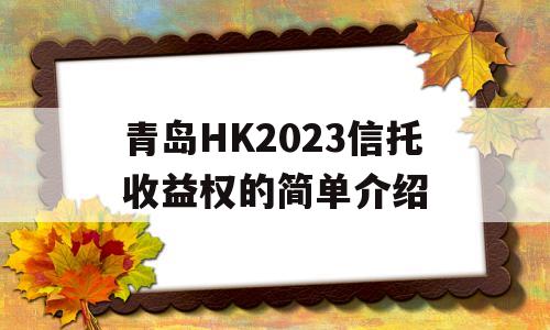 青岛HK2023信托收益权的简单介绍