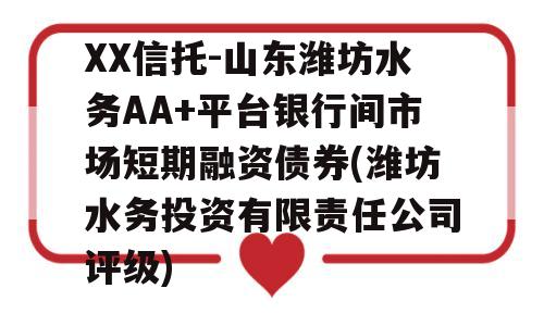 XX信托-山东潍坊水务AA+平台银行间市场短期融资债券(潍坊水务投资有限责任公司评级)