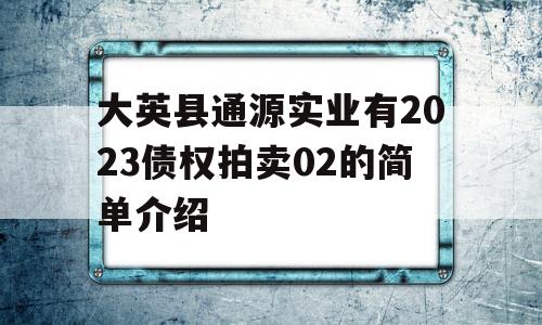 大英县通源实业有2023债权拍卖02的简单介绍