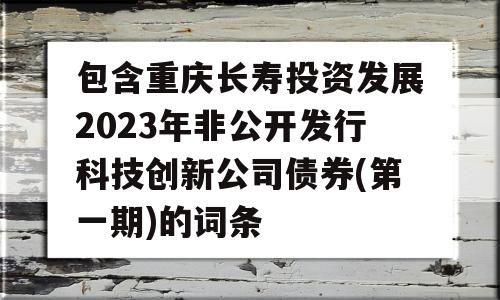 包含重庆长寿投资发展2023年非公开发行科技创新公司债券(第一期)的词条