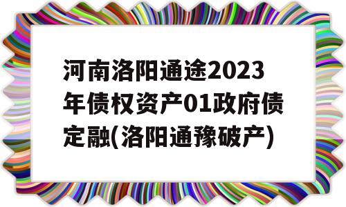 河南洛阳通途2023年债权资产01政府债定融(洛阳通豫破产)