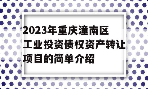 2023年重庆潼南区工业投资债权资产转让项目的简单介绍