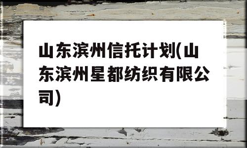 山东滨州信托计划(山东滨州星都纺织有限公司)