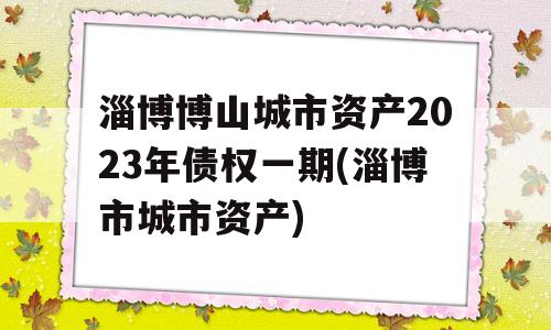 淄博博山城市资产2023年债权一期(淄博市城市资产)