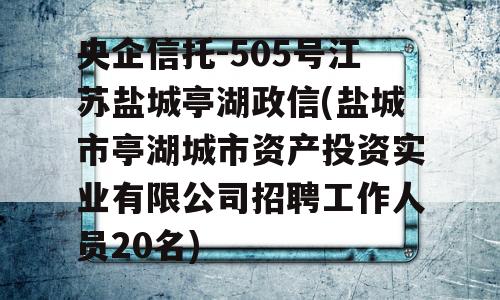 央企信托-505号江苏盐城亭湖政信(盐城市亭湖城市资产投资实业有限公司招聘工作人员20名)