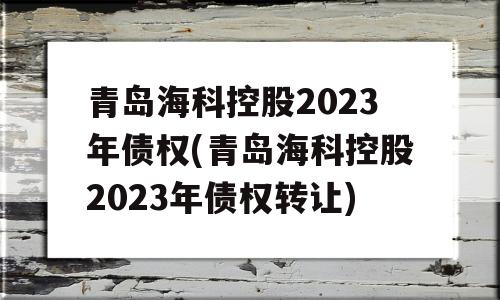 青岛海科控股2023年债权(青岛海科控股2023年债权转让)