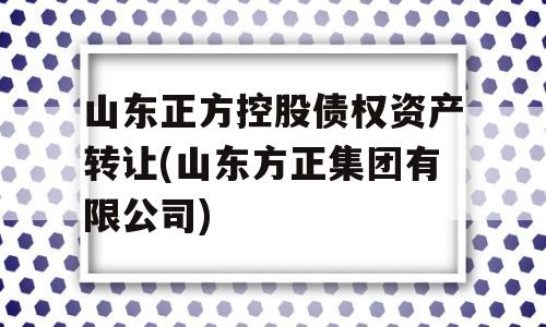 山东正方控股债权资产转让(山东方正集团有限公司)