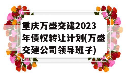 重庆万盛交建2023年债权转让计划(万盛交建公司领导班子)