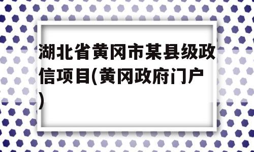 湖北省黄冈市某县级政信项目(黄冈政府门户)