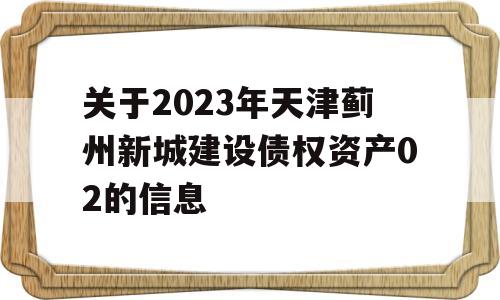 关于2023年天津蓟州新城建设债权资产02的信息