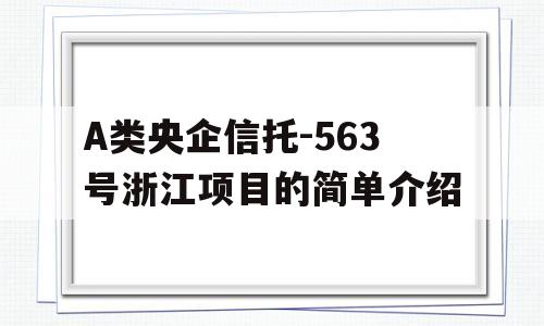 A类央企信托-563号浙江项目的简单介绍