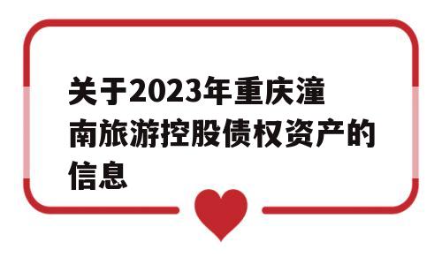 关于2023年重庆潼南旅游控股债权资产的信息