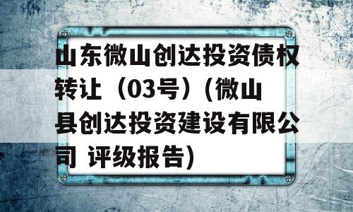 山东微山创达投资债权转让（03号）(微山县创达投资建设有限公司 评级报告)