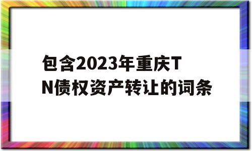 包含2023年重庆TN债权资产转让的词条