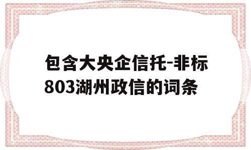 包含大央企信托-非标803湖州政信的词条