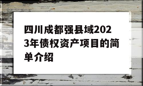 四川成都强县域2023年债权资产项目的简单介绍