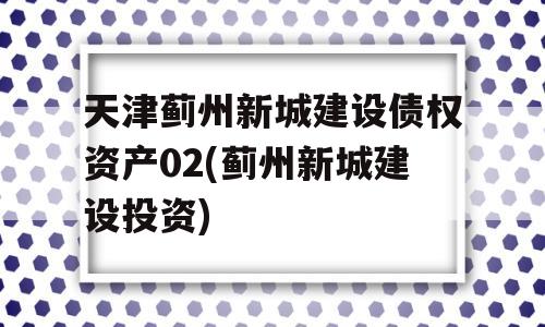 天津蓟州新城建设债权资产02(蓟州新城建设投资)