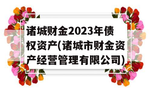 诸城财金2023年债权资产(诸城市财金资产经营管理有限公司)