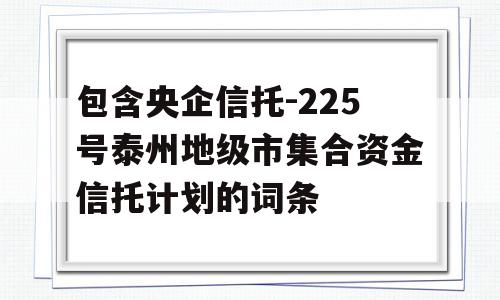 包含央企信托-225号泰州地级市集合资金信托计划的词条