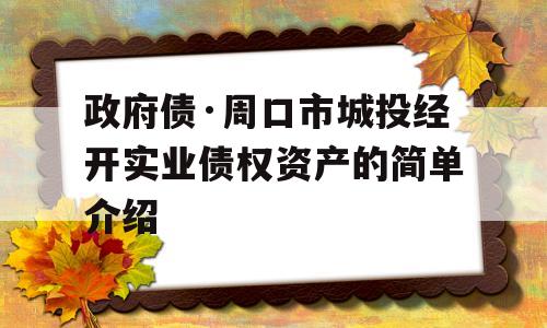 政府债·周口市城投经开实业债权资产的简单介绍