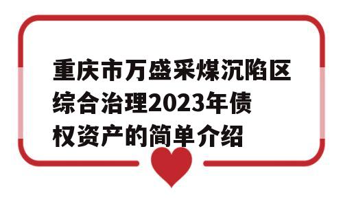 重庆市万盛采煤沉陷区综合治理2023年债权资产的简单介绍