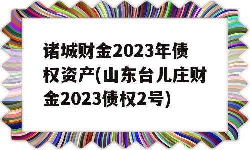 诸城财金2023年债权资产(山东台儿庄财金2023债权2号)