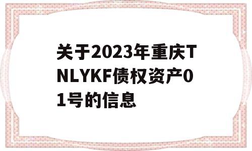 关于2023年重庆TNLYKF债权资产01号的信息