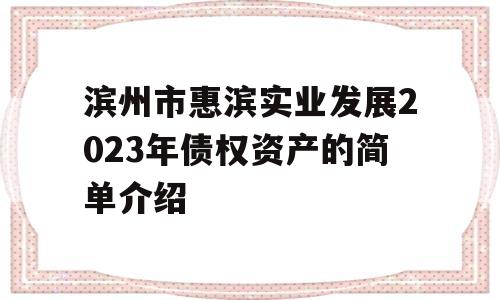 滨州市惠滨实业发展2023年债权资产的简单介绍